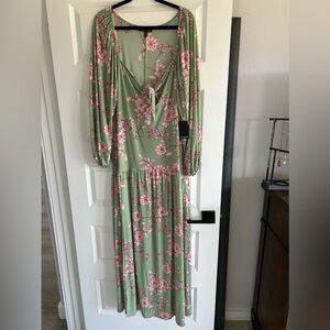 Green floral dress